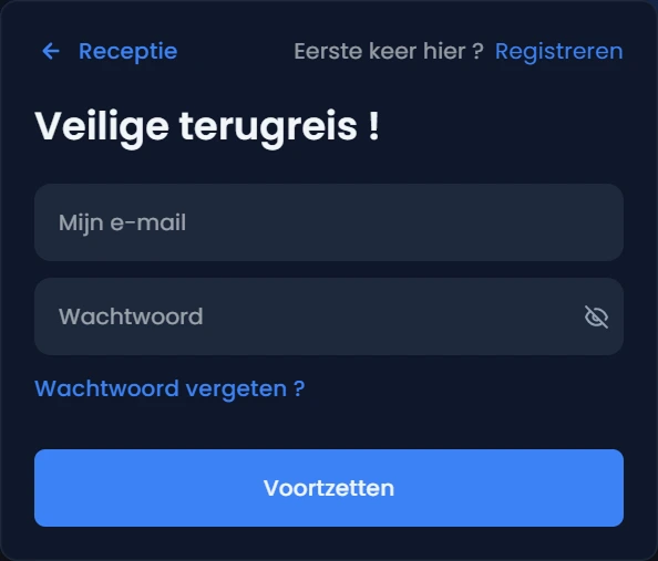 Inlogscherm Winthere — veilige toegang voor geregistreerde spelers