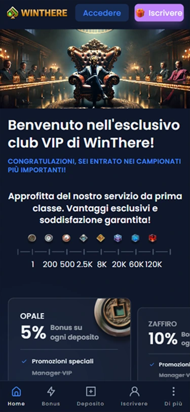 Club VIP Winthere — banner del programma VIP esclusivo del casinò
