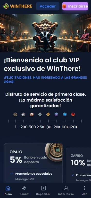 Club VIP Winthere — banner del programa VIP exclusivo del casino